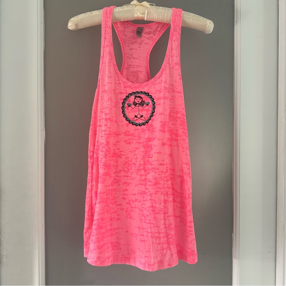 “peaceful” pink yoga style tank top 